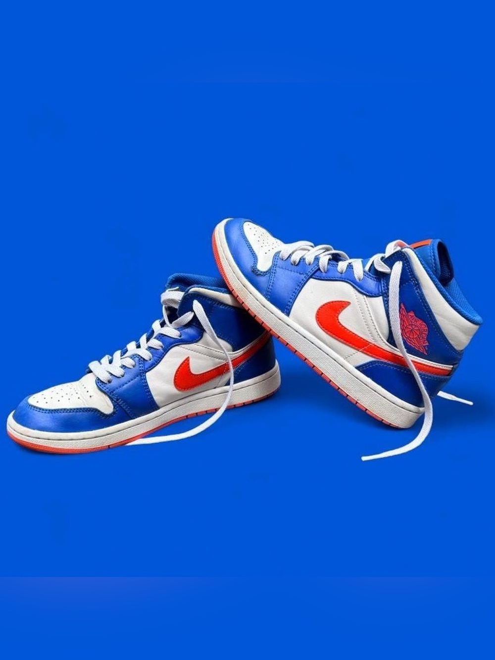 Nike Air Jordan 1 Mid Knicks Wheaties Blue Orange FD1029-400 Size 8 Used